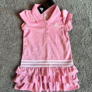 Adidas Kids Pink Polo Dress with Ruffle Hem